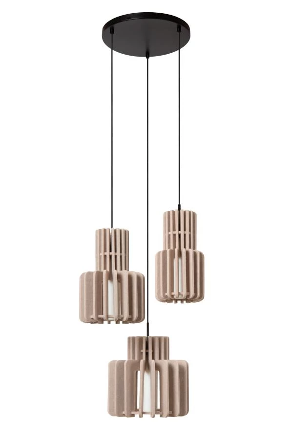 Lucide ROLLO - Pendelleuchten - 3xE27 - Taupe - ausgeschaltet